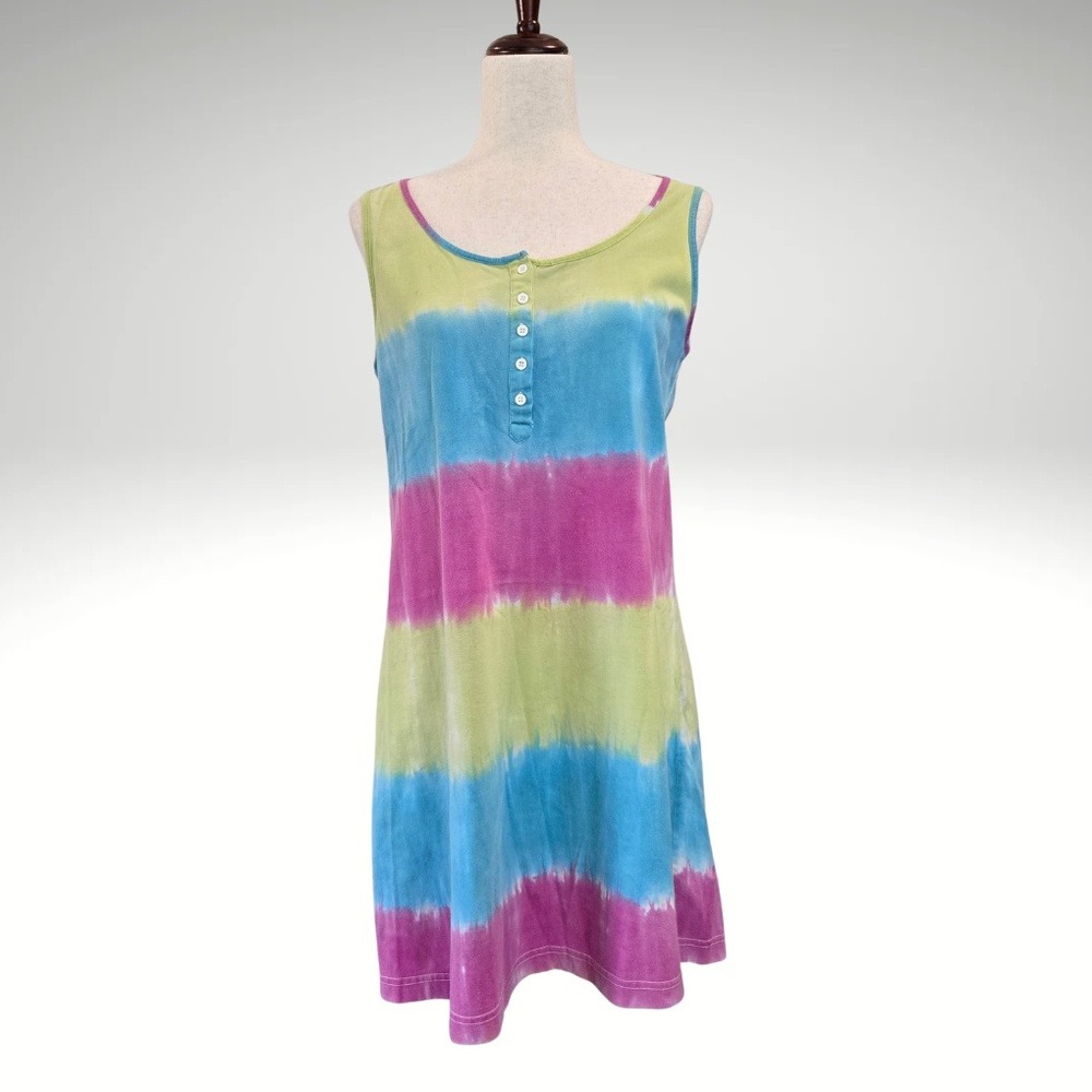 Tie Dye Womens Sz M Dress Tank Top‎ Sleeveless Vibrant Casual Kidcore Colorful